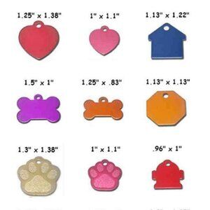 Blank Dog Pet ID Tag/Tags x 10, Name, Phone, Charm Personalized, Multi Colors